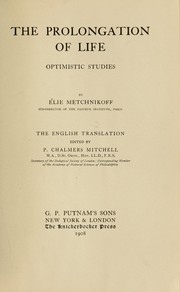 Cover of: The prolongation of life