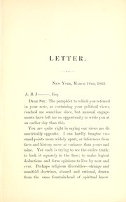 Letter to A.B.J., author of the pamphlet entitled "The Union as it was and the Constitution as it is." by Williams, John E.