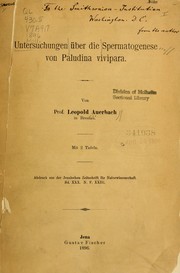 Cover of: Untersuchungen über die Spermatogenese von Paludina vivipara by Leopold Auerbach