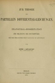 Cover of: Zur Theorie der partiellen Differential-gleichungen