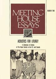 Cover of: Acoustics for Liturgy: A Collection of Articles of the Hymn Society in the U.S. and Canada (Meeting House Essays, No. 2)