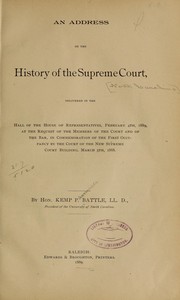 Cover of: An address on the history of the Supreme court