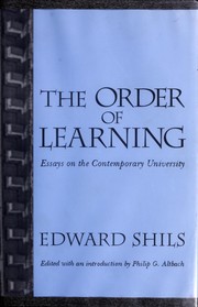 Cover of: The order of learning: essays on the contemporary university