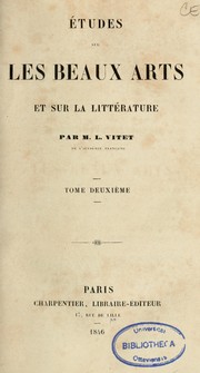 Cover of: Études sur les beaux-arts: essais d'archéologie et fragments littéraires