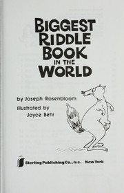Cover of: Biggest riddle book in the world