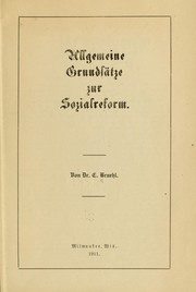 Cover of: Allgemeine grundsätze zur sozialreform