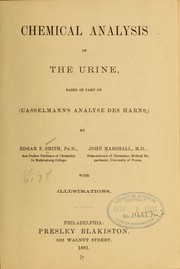 Cover of: Chemical analysis of the urine