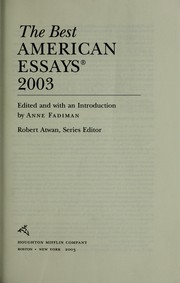 Cover of: The best American essays 2003