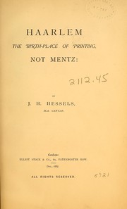 Cover of: Haarlem, the birthplace of printing, not Mentz