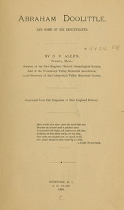 Cover of: Abraham Doolittle, and some of his descendants by Orrin Peer Allen
