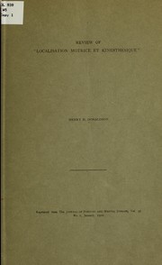 Cover of: Review of "Localisation motrice et kinesthésique" by Henry Herbert Donaldson
