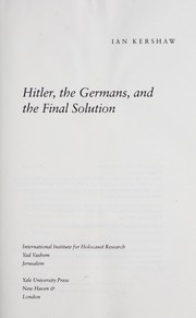 Cover of: Hitler, the Germans, and the final solution