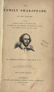 Cover of: The family Shakespeare, in one volume by 
