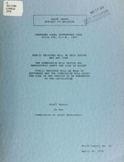 Cover of: Proposed local government code: Title 47A, R.C.M, 1947