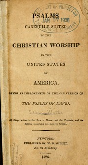 Cover of: Psalms, carefully suited to the Christian worship in the United States of America | Isaac Watts