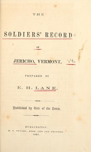 Cover of: The soldiers' record of Jericho, Vermont. by E. H. Lane