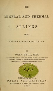 Cover of: The mineral and thermal springs of the United States and Canada.
