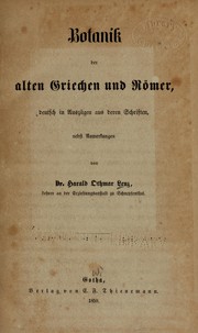 Cover of: Botanik der alten Griechen und Römer by Harald Othmar Lenz