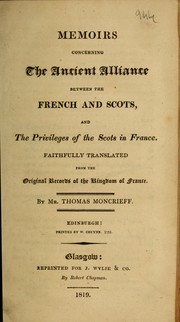Cover of: Memoirs concerning the ancient alliance between the French and Scots