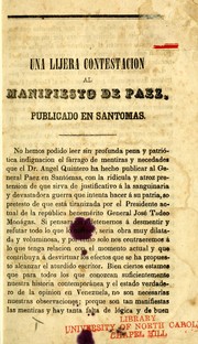 Una lijera [sic] contestación al Manifiesto de Páez by Rafael Acevedo