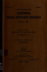 Cover of: Final report on California sexual deviation research.