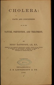 Cover of: Cholera: facts and conclusions as to its nature
