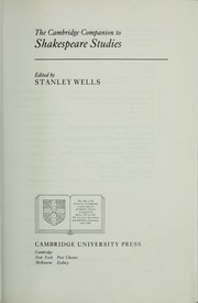 Cover of: The Cambridge companion to Shakespeare studies