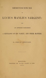 Cover of: Reminiscences of Lucius Manlius Sargent by J. H. Sheppard