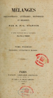 Cover of: Mélanges philosophiques littéraires, historiques et religieux