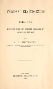 Cover of: Personal reminiscences, 1840-1890 by Lucius Eugene Chittenden