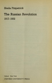 Cover of: The Russian Revolution: 1917-1932