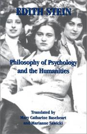 Cover of: Philosophy of Psychology and the Humanities (Stein, Edith//the Collected Works of Edith Stein)