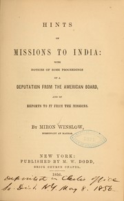 Cover of: Hints on missions to India...