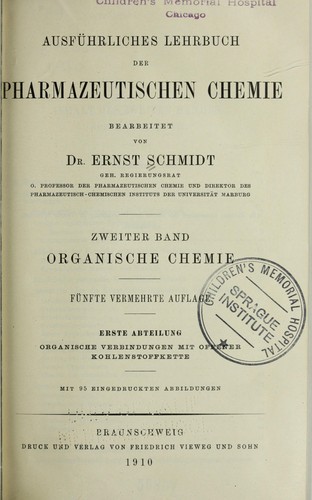 Ausführliches lehrbuch der pharmazeutischen chemie