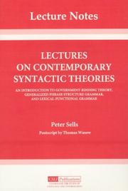 Cover of: Lectures on contemporary syntactic theories by Peter Sells
