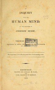 Cover of: An inquiry into the human mind: on the principles of common sense.