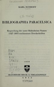 Cover of: Versuch einer Kritik der Echtheit der Paracelsischen Schriften