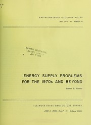 Cover of: Energy supply problems for the 1970's and beyond