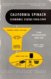 Cover of: California spinach economic status, 1948-1949