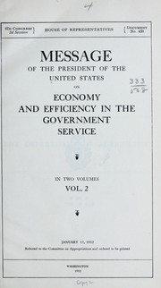 Cover of: Message of the President of the United States on economy and efficiency in the government service