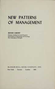 Cover of: New patterns of management.