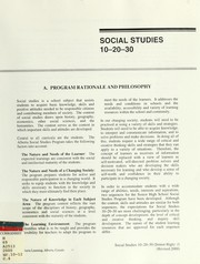 Cover of: Social studies 10-20-30: program rationale and philosophy