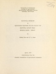 Cover of: Statistical supplement to Agricultural Experiment Station circular 368: California Bartlett pears, economic status