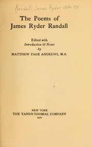 Cover of: The poems of James Ryder Randall