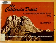 Cover of: The California Desert Conservation Area Plan, 1980 by United States. Bureau of Land Management