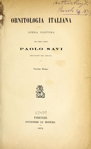 Cover of: Ornitologia italiana by Paul Savi