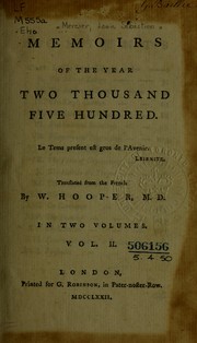 Cover of: Memoirs of the year two thousand five hundred by Louis-Sébastien Mercier