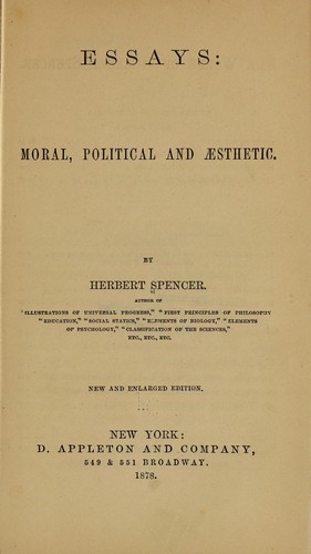 Essays: moral, political and aesthetic.
