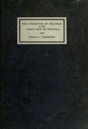 Cover of: The corrector of the press in the early days of printing