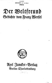 Cover of: Der Weltfreund by von Franz Werfel.